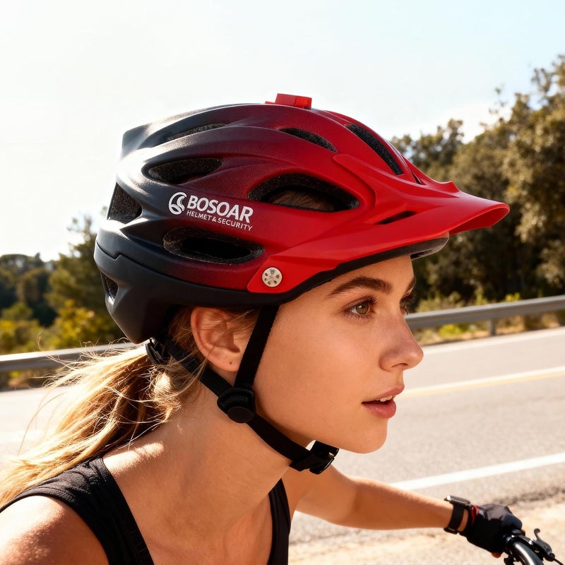 Bosoar Mountain Bike Helmet,Adult Cycling Helmet with Camera Mount and Detachable Visor for Men Women Youth,Suggested Fit 55-61 Cm - Image 2